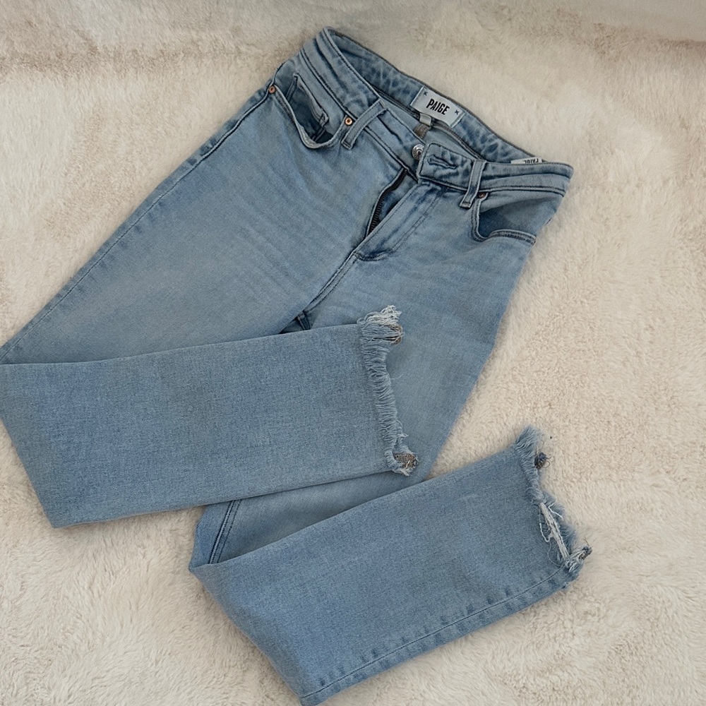 PAIGE Cindy Women's Cropped High Waisted Light Blue Jeans
